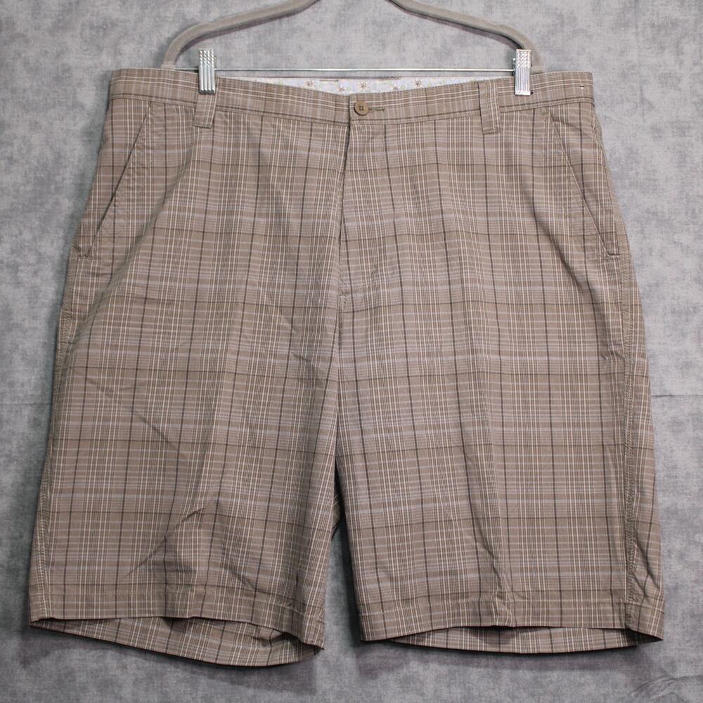 Pronto Uomo Blue Mens Size 42 Brown Plaid Belted Y2K Skater Beach Cotton Shorts